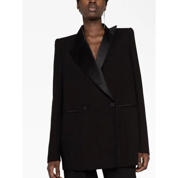 Khaite Women's Black The Malek Asymmetric Tuxedo Blazer Jacket Size 4 $2800+